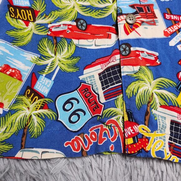 Route 66 Hawaiian Shirt Adult Size Small Arizona California Texas Cars Roys Mens - Picture 6 of 11